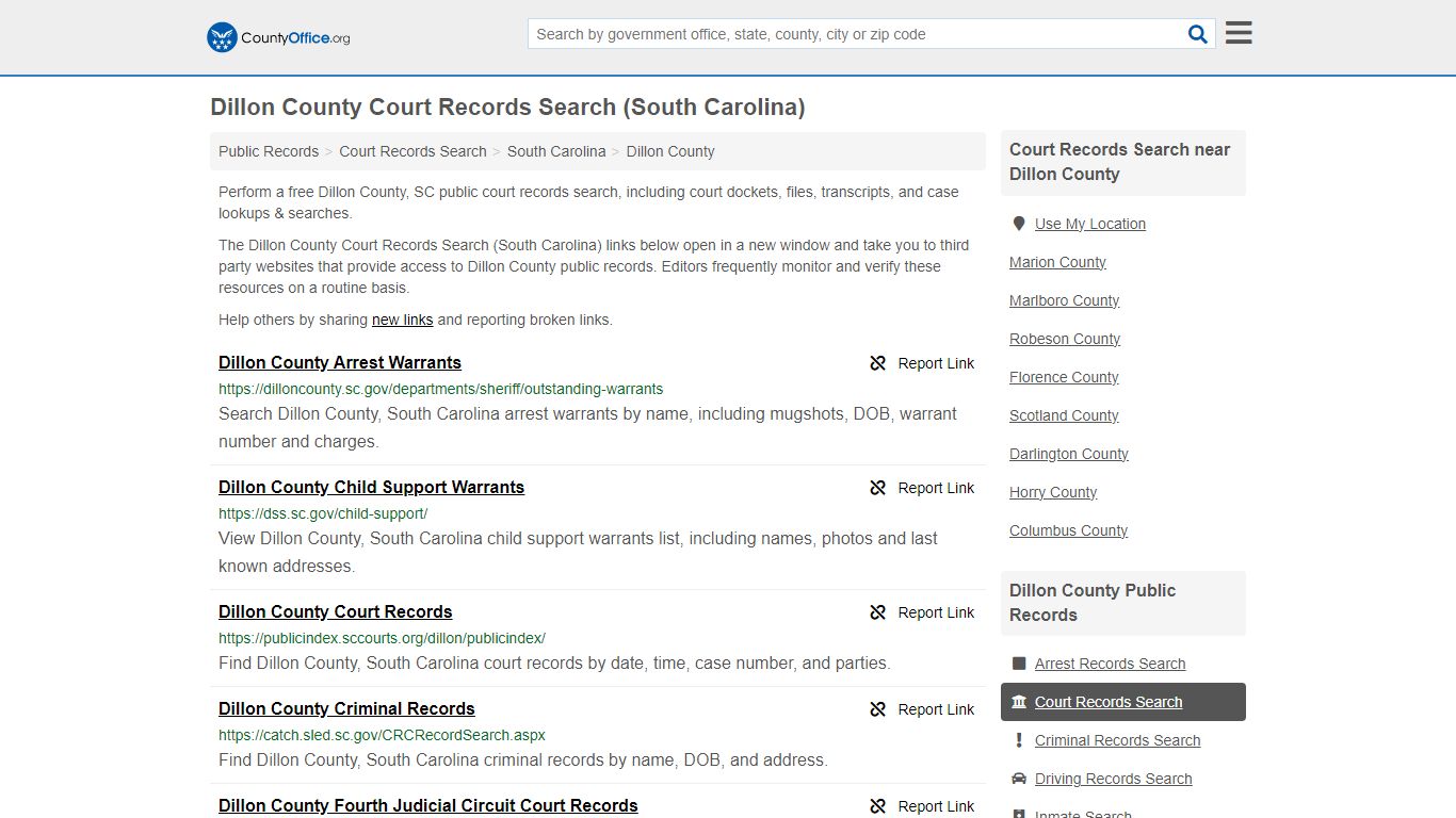 Dillon County Court Records Search (South Carolina) - County Office